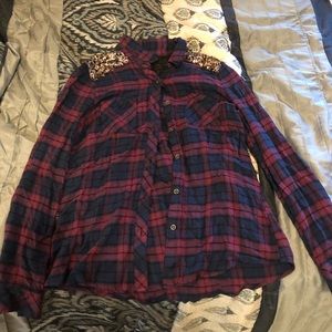 Long sleeve sparkly flannel